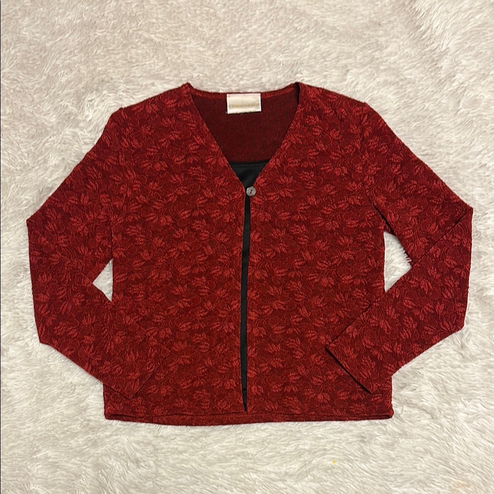 VTG Christie & Jill Red Patterned Cardigan